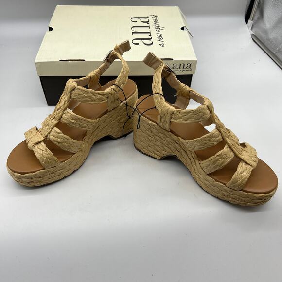 a.n.a Womens Merlin Wedge Sandals Brown Natural Size 9M - Picture 11 of 15